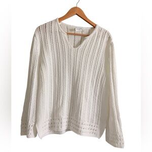 Amina Rubinacci organic Cotton crochet v neck white sweater‎ size 48